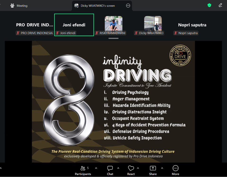 Defensive driving training online PT Energi Sarana Sejahtera bersama Pro Drive Indonesia untuk meningkatkan keselamatan berkendara dan manajemen risiko perusahaan