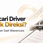 Pengemudi berbusana formal dengan checklist wawancara untuk posisi driver direksi