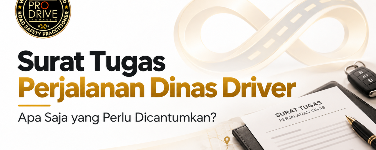 Dokumen surat tugas perjalanan dinas pengemudi, rute, pena dan kunci mobil