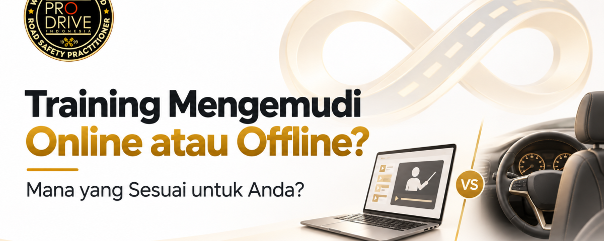 Perbandingan kelas mengemudi online di laptop dan kegiatan offline dalam kendaraan
