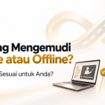 Perbandingan kelas mengemudi online di laptop dan kegiatan offline dalam kendaraan