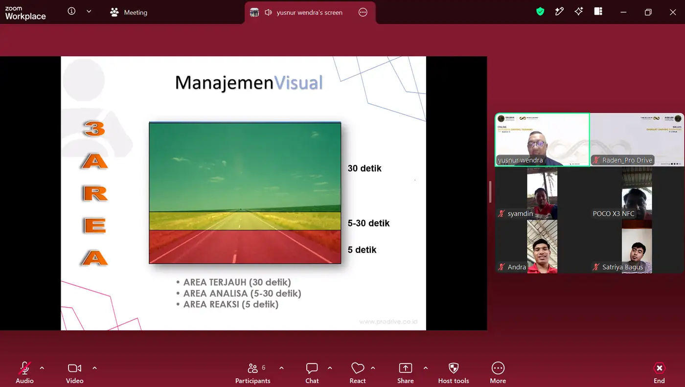 Materi manajemen visual pada Online Defensive Driving Training PT Halco Tehnik