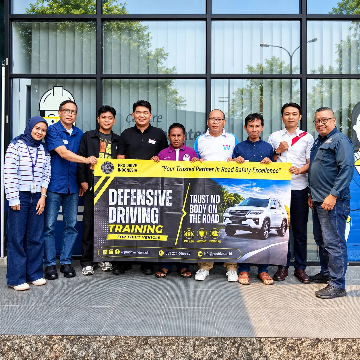Foto bersama peserta Defensive Driving Training PT Sodexo Sinergi Indonesia dan Pro Drive Indonesia pada 17 Oktober 2026